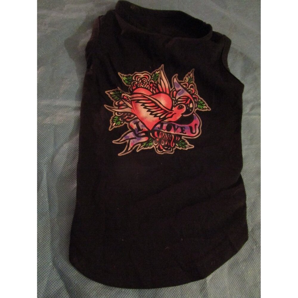 NWT I Love You Heart Tank Dog Puppy Pet Shirt Black S Small